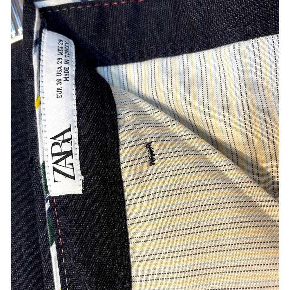 Zara Man Basic Flat Front Dark Navy Blue Straight… - image 8